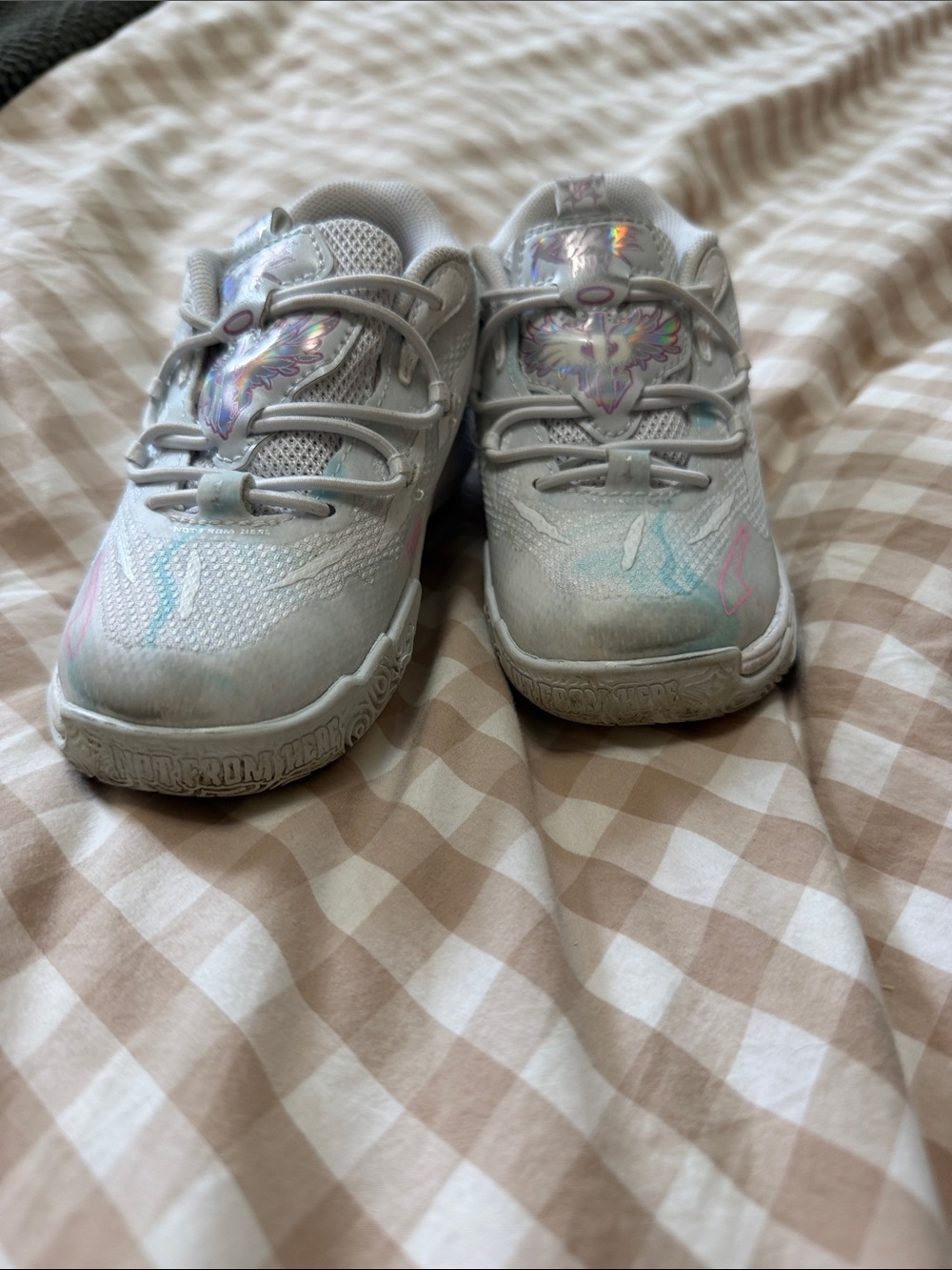 Puma Kids White Sneakers with Iridescent Accents
